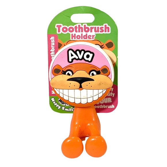 Happy Smiles Personalized Kids Toothbrush Holder Ava Lion - Picture 1 of 4